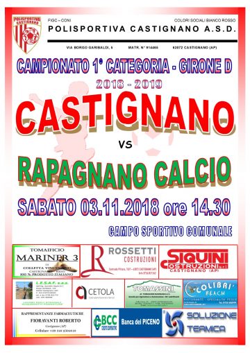 7 GIORNATA CASTIGNANO – RAPAGNANO CALCIO