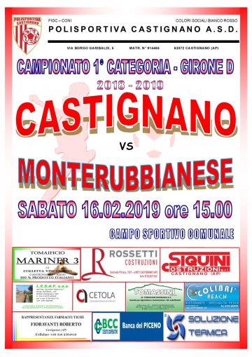 21° giornata CASTIGNANO – MONTERUBBIANESE